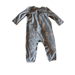 Baby Gap Baby Girls Floral Jumpsuit Gray/White 12-18 Months